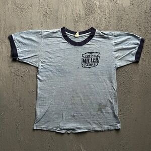 Vintage Fred J Miller Camps Shirt XS Blue 1960s  Distressed USA Ringer